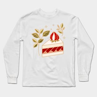 Strawberry cake and leaf branch Long Sleeve T-Shirt